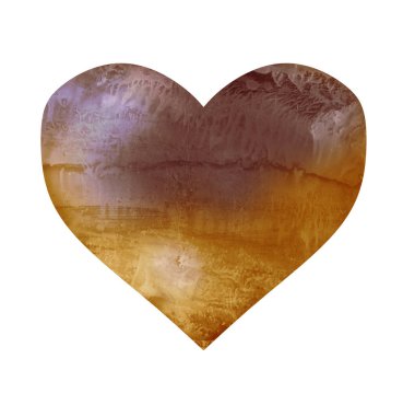 Suluboya kalp beyaz üzerine