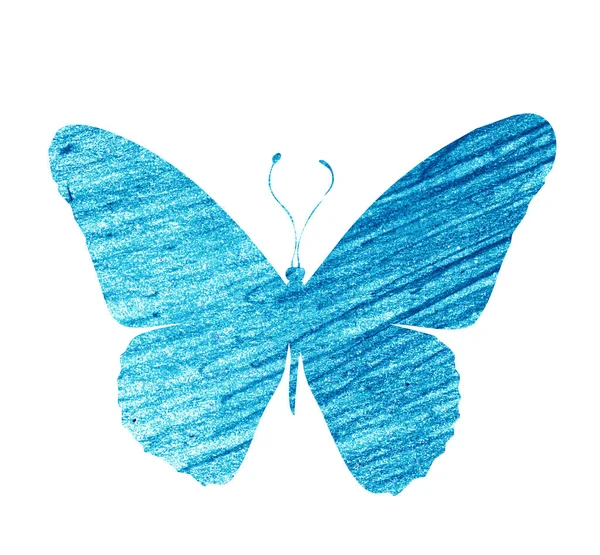 Modrý Motýl Izolované Bílém — Stock fotografie