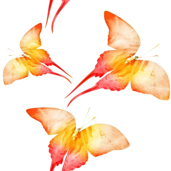 Akvarell Sömlös Bakgrund Med Fjärilar — Stockfoto