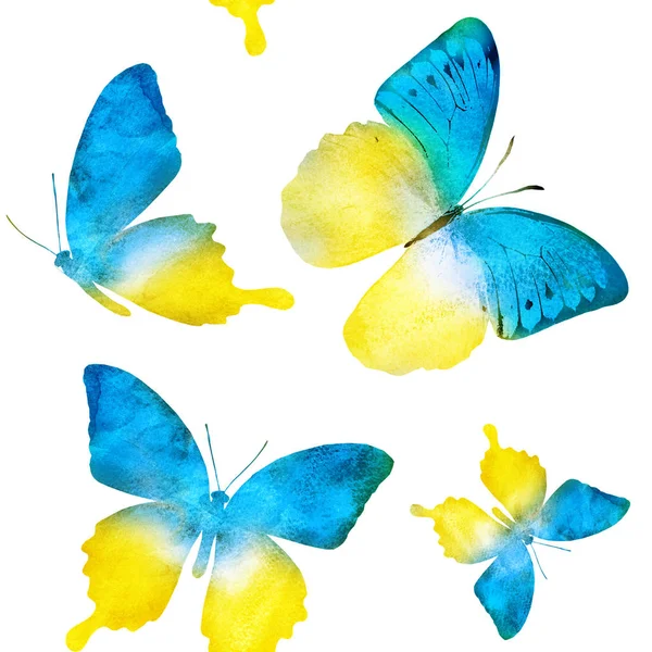 Watercolor Seamless Background Butterflies — Stock Photo, Image