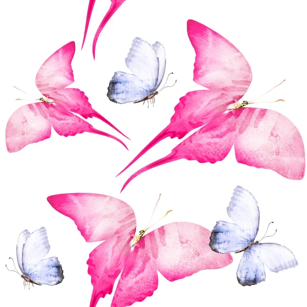 Aquarell Nahtlosen Hintergrund Mit Schmetterlingen — Stockfoto