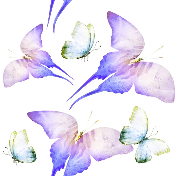 水彩斑斓的蝴蝶背景 — 图库照片