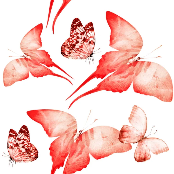 Aquarelle Fond Sans Couture Avec Des Papillons — Photo