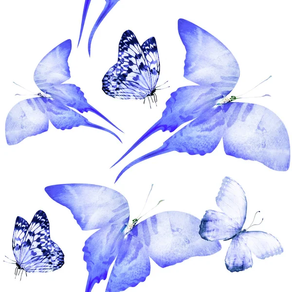 Acuarela Fondo Sin Costuras Con Mariposas —  Fotos de Stock