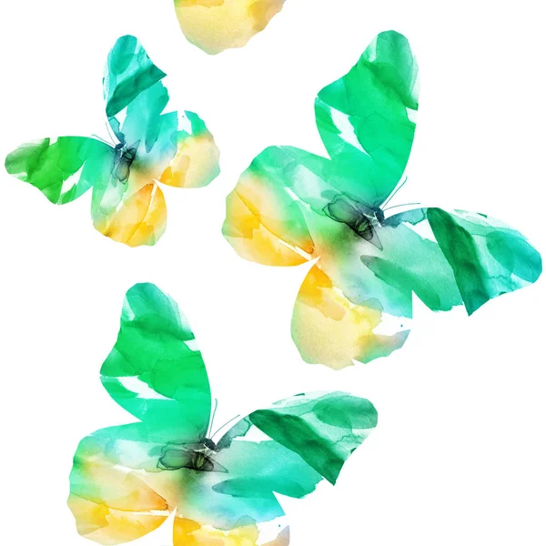 Akvarel Bezešvné Pozadí Motýly — Stock fotografie