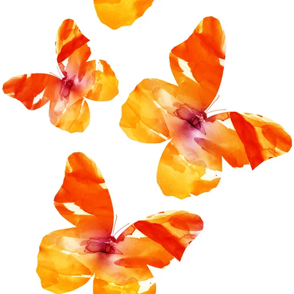 Akvarel Bezešvné Pozadí Motýly — Stock fotografie