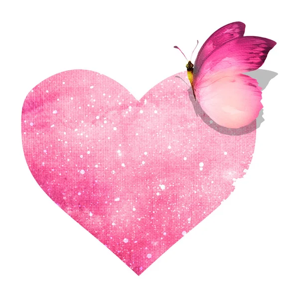 Watercolor Butterfly Heart — Stock Photo, Image