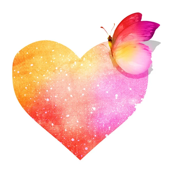 Watercolor Butterfly Heart — Stock Photo, Image