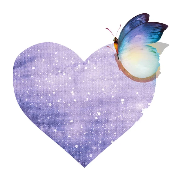 Watercolor Butterfly Heart — Stock Photo, Image