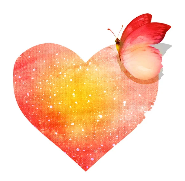 Watercolor Butterfly Heart — Stock Photo, Image