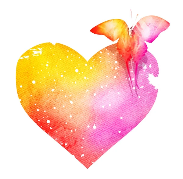 Watercolor Butterfly Heart — Stock Photo, Image