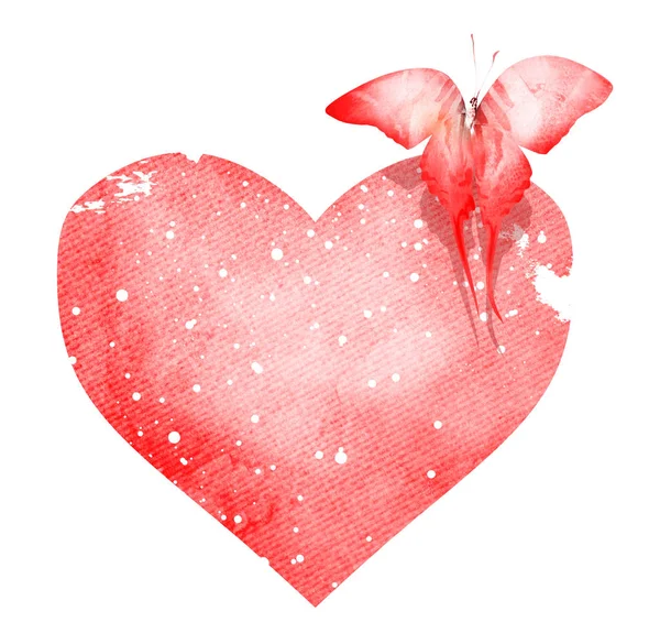 Акварельная Бабочка Сердцем — стоковое фото