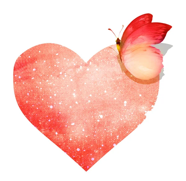 Watercolor Butterfly Heart — Stock Photo, Image