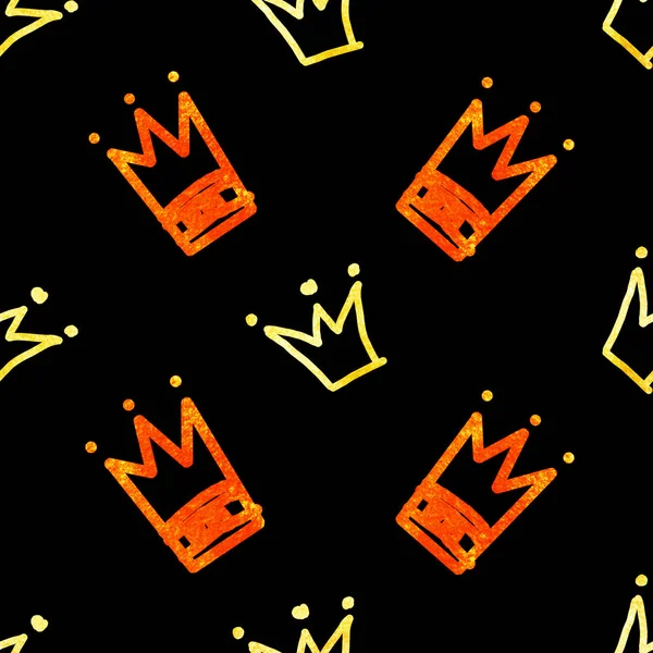 黒の王冠とシームレスなパターン — ストック写真