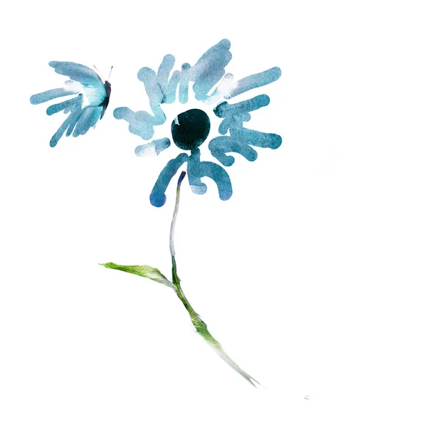 Croquis Aquarelle Papillon Fleur — Photo