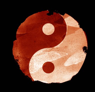 Yin ve Yang 'ın suluboya iç çekişi
