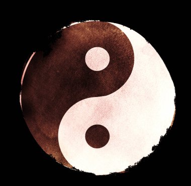 Yin ve Yang 'ın suluboya iç çekişi