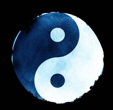 Yin ve Yang 'ın suluboya iç çekişi