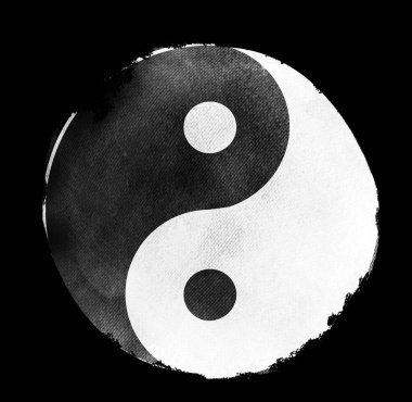 Yin ve Yang 'ın suluboya iç çekişi