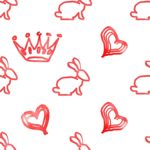 Patrón Sin Costuras Con Conejos Corazones —  Fotos de Stock