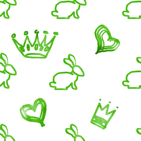 Patrón Sin Costuras Con Conejos Corazones —  Fotos de Stock
