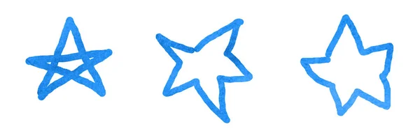 Three Watercolor Sketch Star White Set — Stock Photo, Image