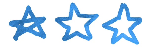 Τρία Αστέρια Σκίτσο Ακουαρέλα Λευκό Ορισμός — Φωτογραφία Αρχείου