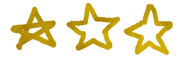 Tres Estrellas Boceto Acuarela Blanco Conjunto — Foto de Stock