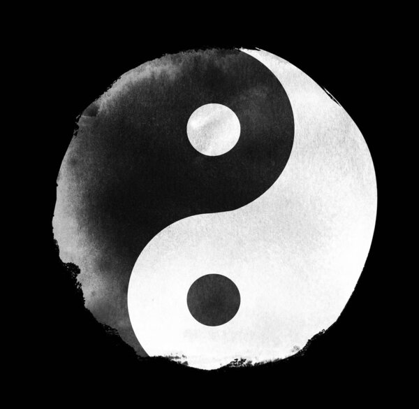 Watercolor sigh of Yin and yang