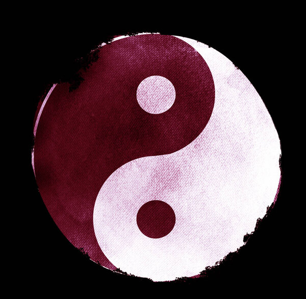 Watercolor sigh of Yin and yang