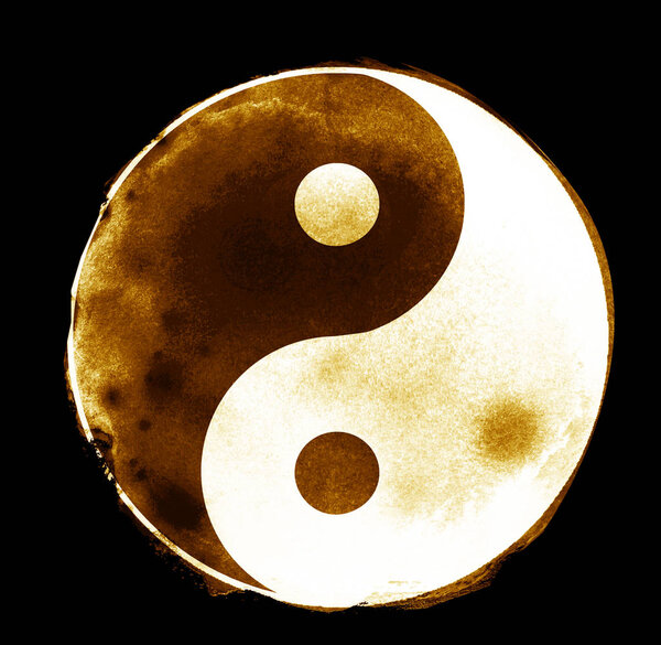 Watercolor sigh of Yin and yang