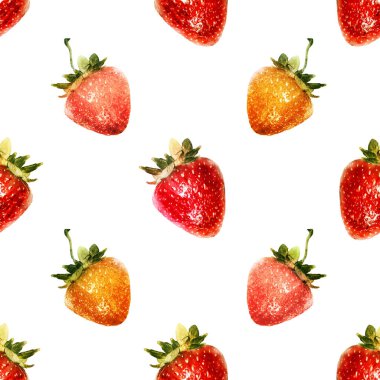 Çilek ile Seamless suluboya modeli