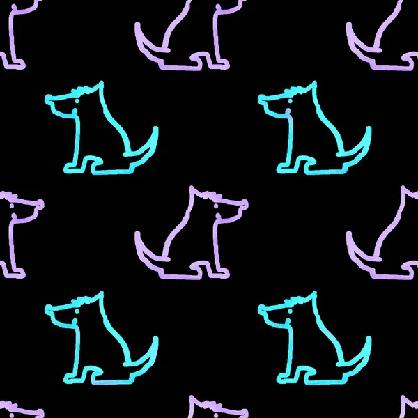 Seamless watercolor pattern with dogs