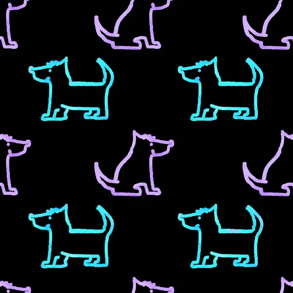 Seamless watercolor pattern with dogs