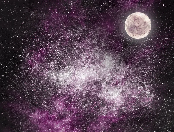 夜空中的星星和月亮 — 图库照片