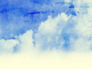 Arkaplan olarak bulutları olan renkli bir gökyüzü. Suluboya