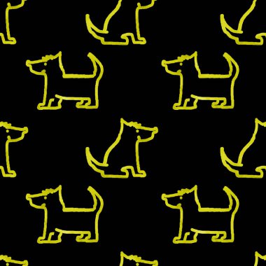 Köpeklerle kusursuz suluboya deseni