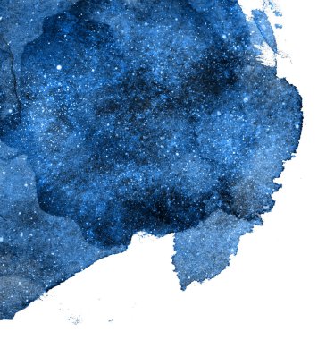 Gece gökyüzü yıldızlı ve nebulası köşeli. Suluboya