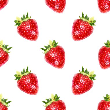Çilek ile Seamless suluboya modeli