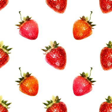 Çilek ile Seamless suluboya modeli