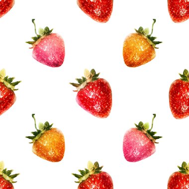 Çilek ile Seamless suluboya modeli