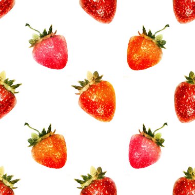 Çilek ile Seamless suluboya modeli