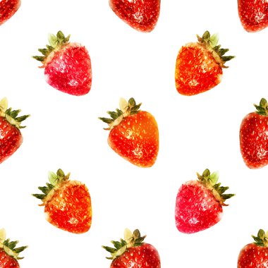 Çilek ile Seamless suluboya modeli