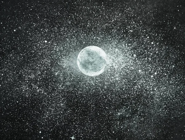 Céu Noturno Com Estrelas Lua — Fotografia de Stock