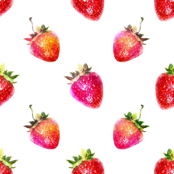 Seamless Watercolor Pattern Strawberry — Stock Photo, Image