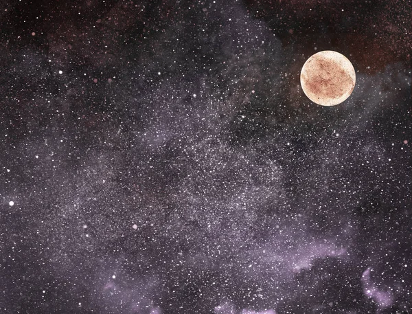 夜空中的星星和月亮 — 图库照片