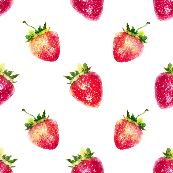 stock image Seamless watercolor pattern with strawberry