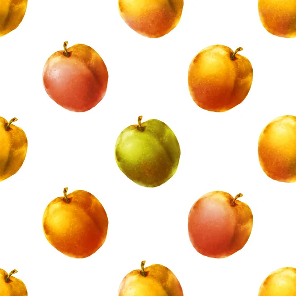 Modello Acquerello Senza Soluzione Continuità Con Frutta — Foto Stock