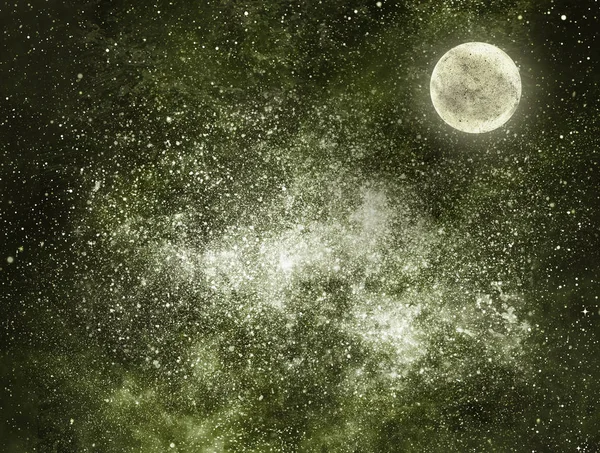 Natthimmel Med Stjärnor Och Måne — Stockfoto