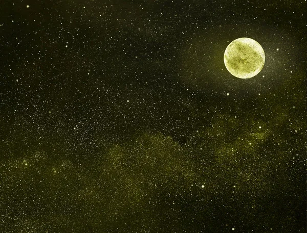 Éjszakai Égbolt Csillagokkal Holddal — Stock Fotó